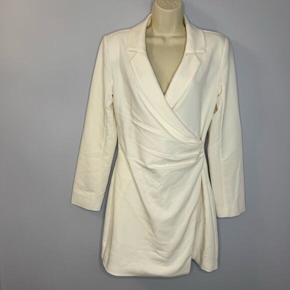 Abercrombie Wrap-Front Blazer Mini Dress Cream old Money Women's S New - Picture 2 of 13